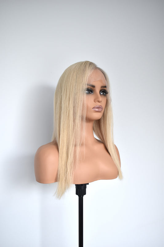 STELLA Lace Front Human Hair 18" Blonde with Subtle Roots RTS
