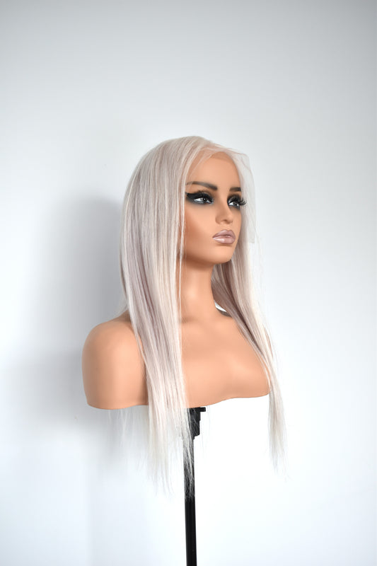 GWEN Lace Front Human Hair 22" Platinum Blonde RTS