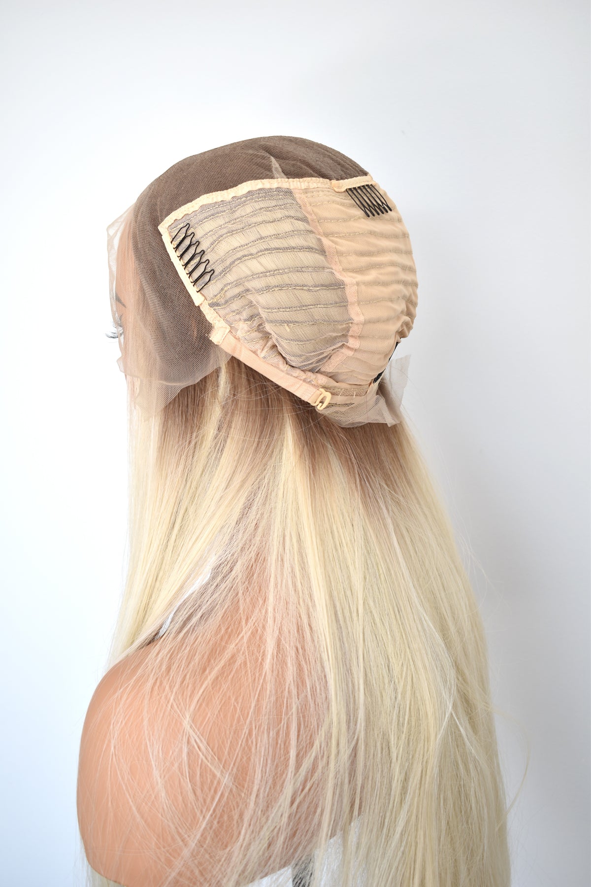 ALYSSA Lace Front Synthetic Platinum Blonde with Dark Brown Roots