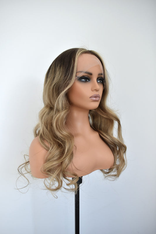 HOLLY Lace Front Human Hair 22" Ombre Brown RTS