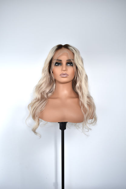 TARA Lace Front Human Hair 22" Blonde with Dark Roots RTS