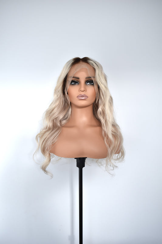TARA Lace Front Human Hair Blonde with Dark Roots MTO