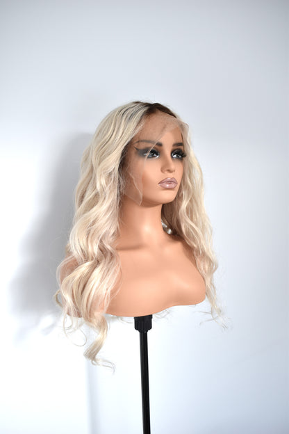 TARA Lace Front Human Hair 22" Blonde with Dark Roots RTS