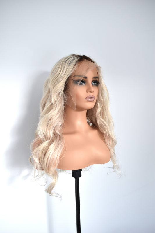 TARA Lace Front Human Hair Blonde with Dark Roots MTO