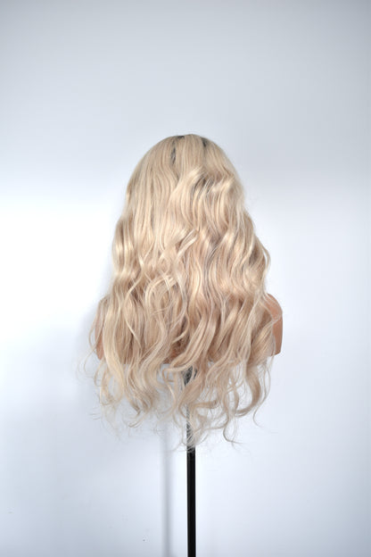 TARA Lace Front Human Hair 22" Blonde with Dark Roots RTS