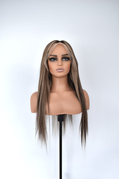 BILLIE Lace Front Human Hair Ash Brown with Highlights MTO