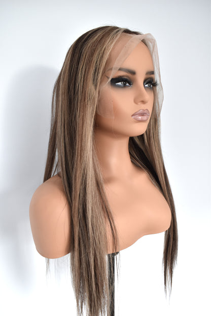 BILLIE Lace Front Human Hair Ash Brown with Highlights MTO