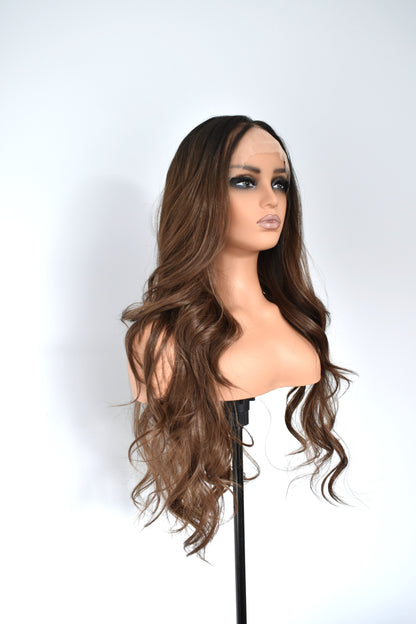 ALESSANDRA Lace Front Synthetic Ombre Brown