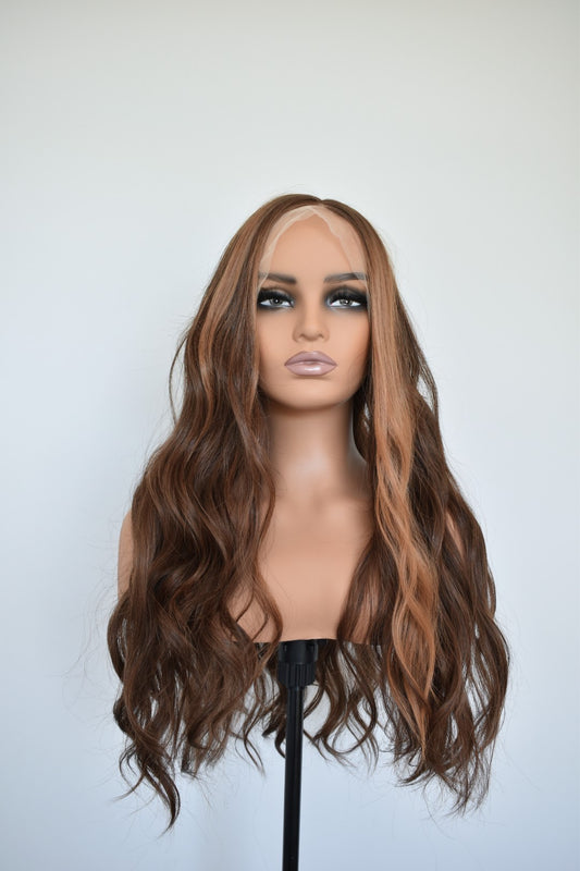 CARMEN Lace Front Synthetic Chocolate Brown with Highlights