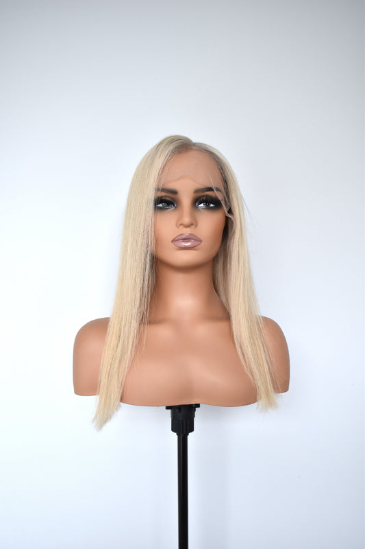 STELLA Lace Front Human Hair 18" Blonde with Subtle Roots RTS