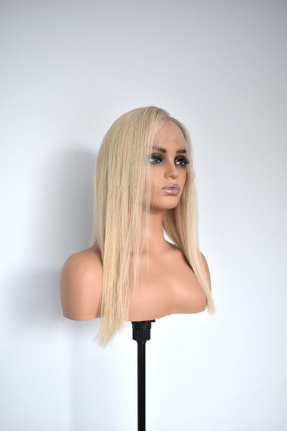 STELLA Lace Front Human Hair 18" Blonde with Subtle Roots RTS