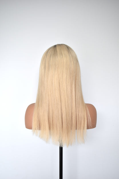 STELLA Lace Front Human Hair 18" Blonde with Subtle Roots RTS