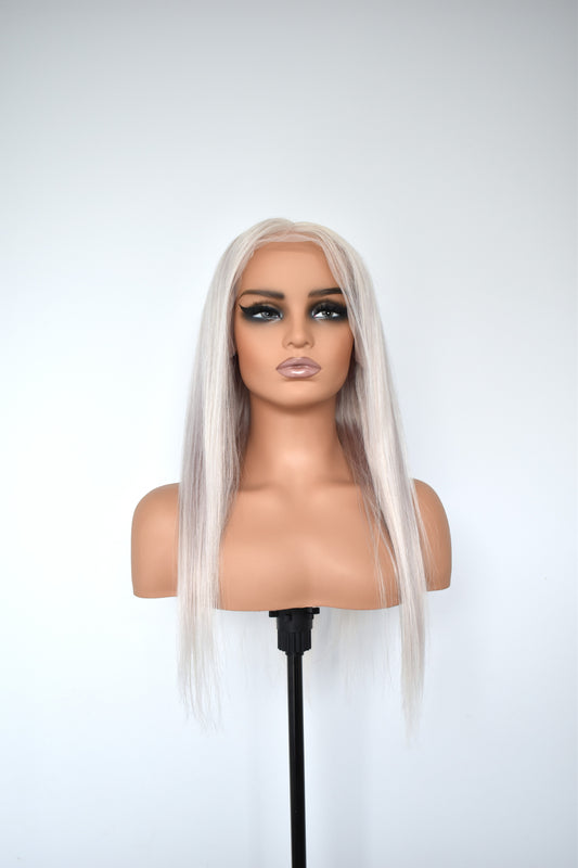 GWEN Lace Front Human Hair 22" Platinum Blonde RTS
