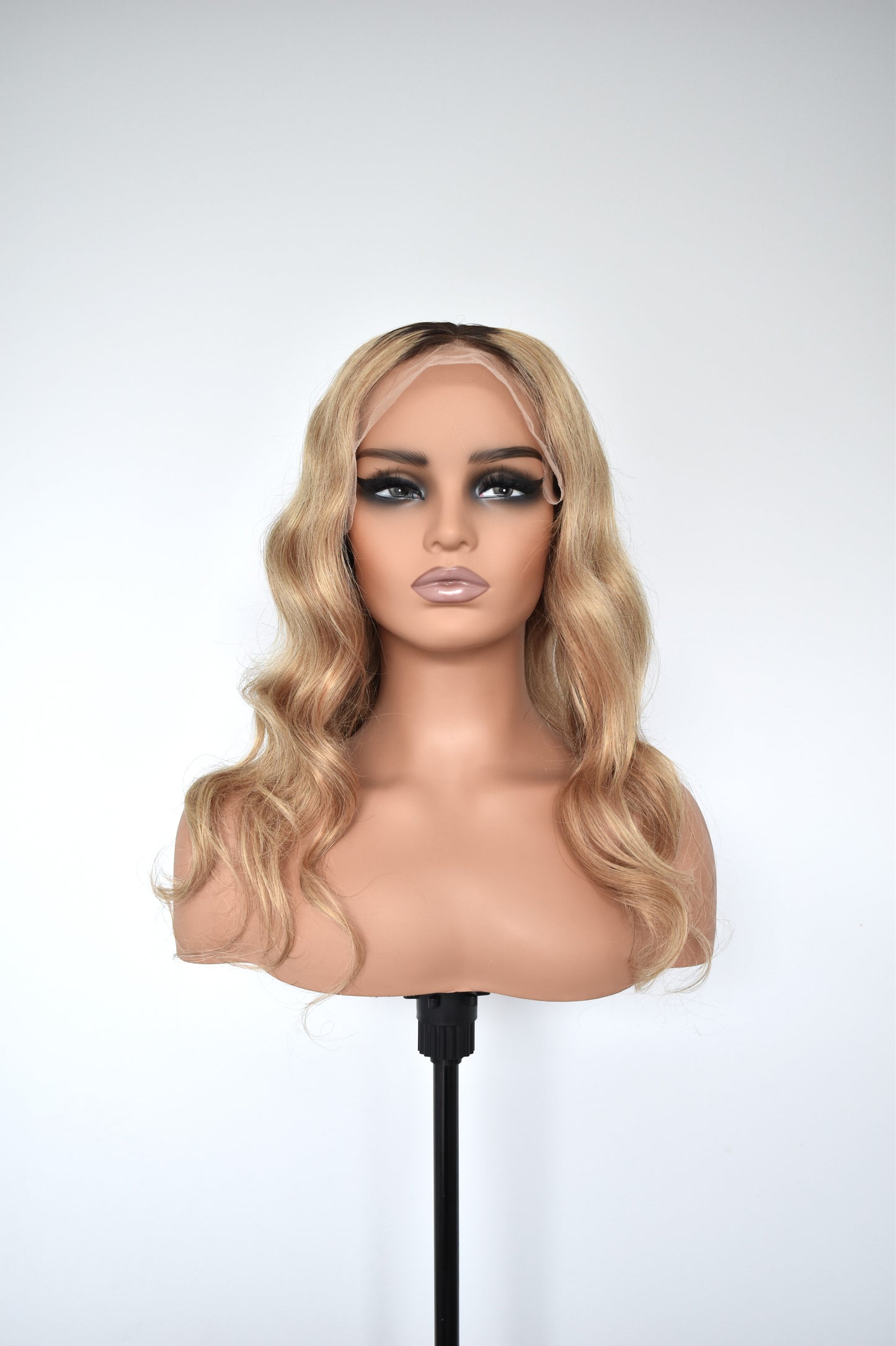 SKYE Lace Front Human Hair 18" Warm Blonde with Dark Roots RTS