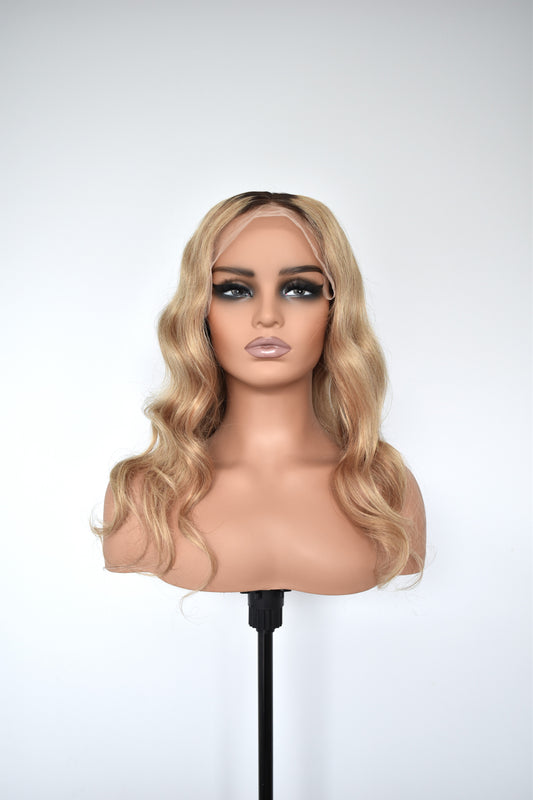SKYE Lace Front Human Hair 18" Warm Blonde with Dark Roots RTS