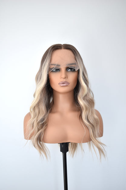 ZANA Lace Front Synthetic Brown with Blonde Highlights