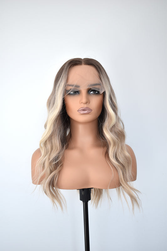 ZANA Lace Front Synthetic Brown with Blonde Highlights