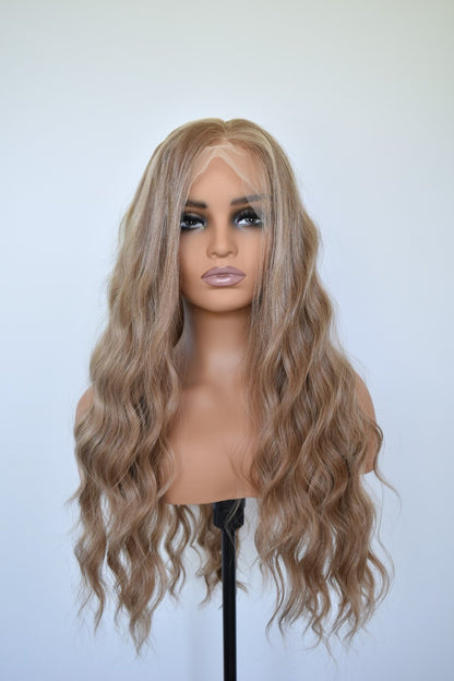 LENI Lace Front Synthetic Ash Brown with Highlights