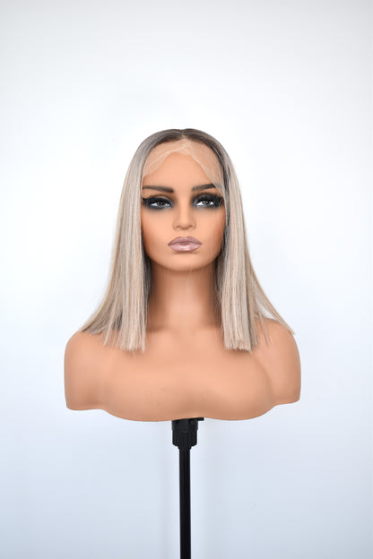 EMMA Lace Front Synthetic Blonde with Dark Brown Roots
