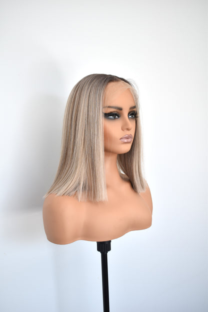 EMMA Lace Front Synthetic Blonde with Dark Brown Roots