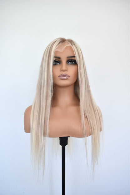 CANDICE Lace Front Human Hair 22" Blonde Highlight RTS