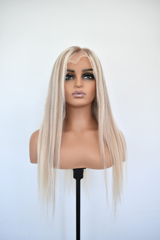 CANDICE Lace Front Human Hair Blonde Highlight MTO