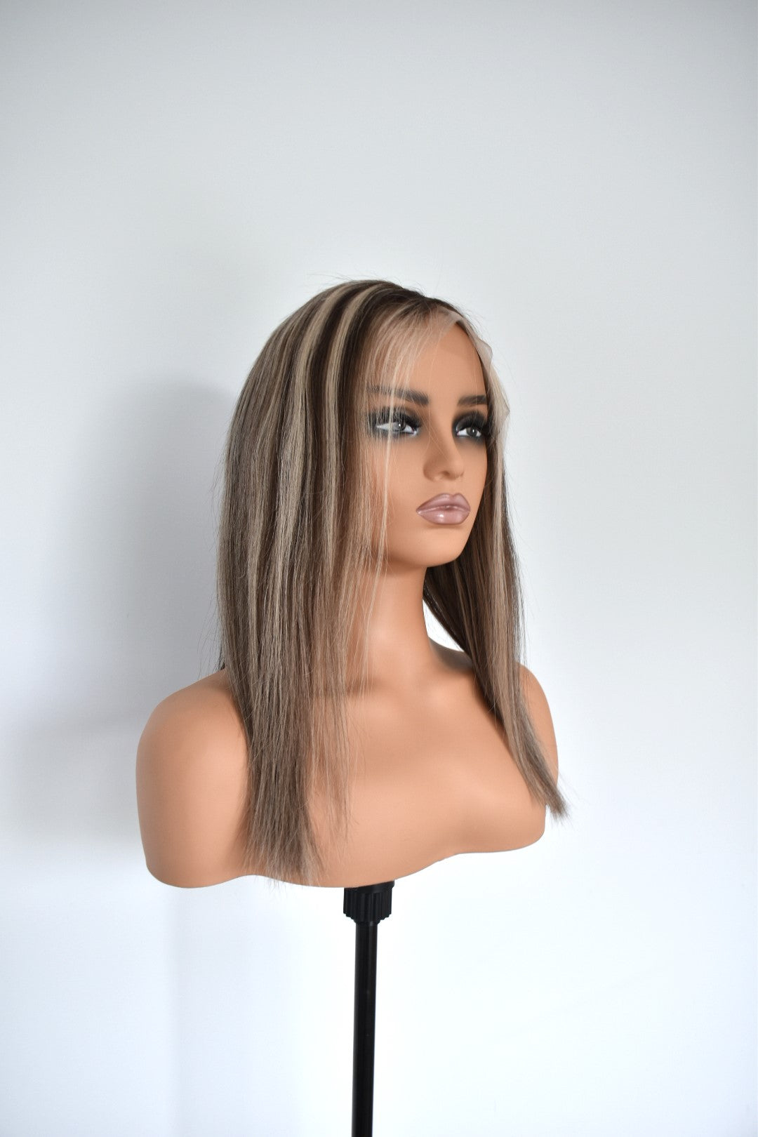 JESS Lace Front Human Hair 16" Brown Highlight RTS