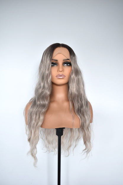 ELISE Lace Front Synthetic Ash Grey Blonde Ombre
