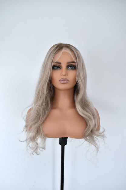ASH Lace Front Human Hair 20" Ash Blonde RTS