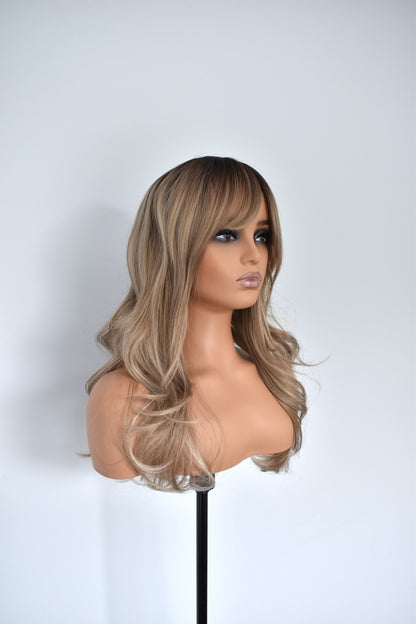 HANNAH Fringe Synthetic Ombre Ash Blonde