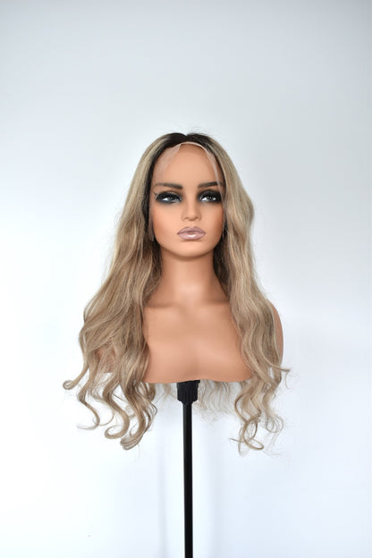 SKYE Lace Front Human Hair 22" Warm Blonde with Dark Roots RTS