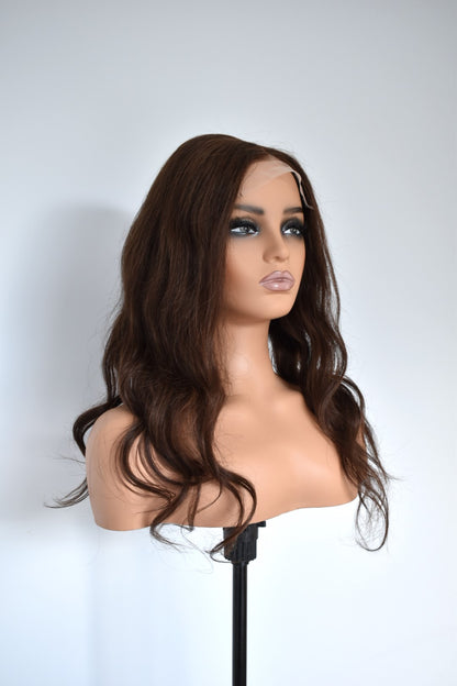 KAYLA Lace Front Human Hair 18" Dark Brown RTS