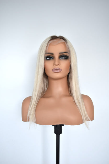 KIM Lace Front Human 16" Hair Blonde with Dark Roots RTS