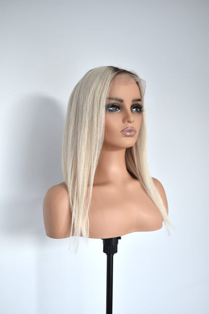 KIM Lace Front Human 16" Hair Blonde with Dark Roots RTS