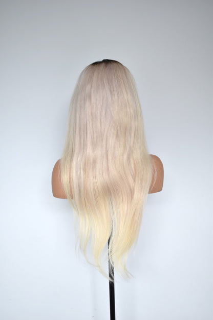 KIM Lace Front Human 24" Hair Blonde with Dark Roots RTS