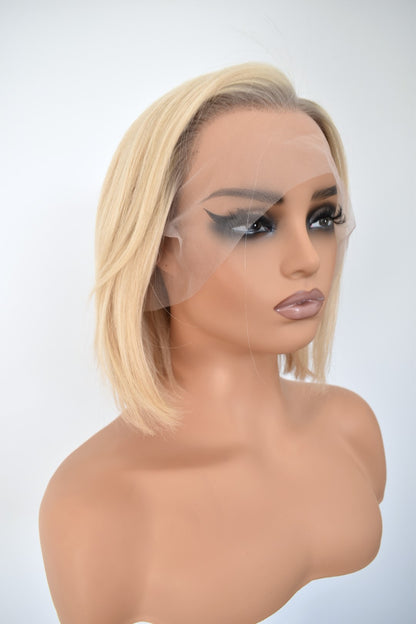STELLA Lace Front Human Hair Bob Blonde with Subtle Roots RTS