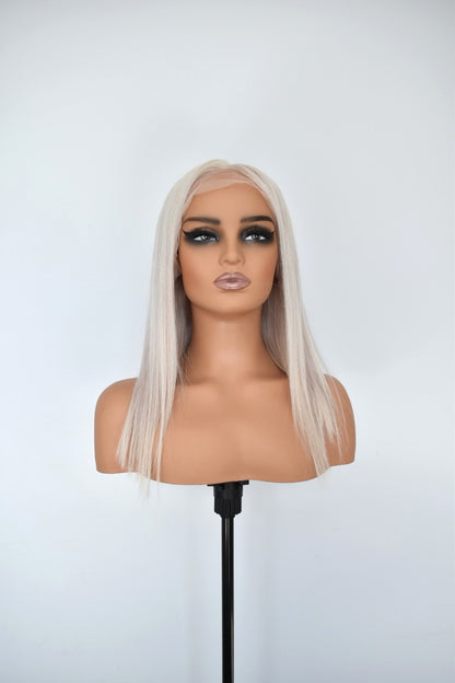 GWEN Lace Front Human Hair Platinum Blonde MTO