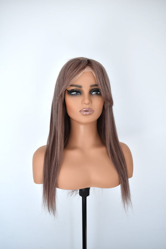 TAYLOR Lace Front Human Hair Fringe 20" Ash Brown RTS