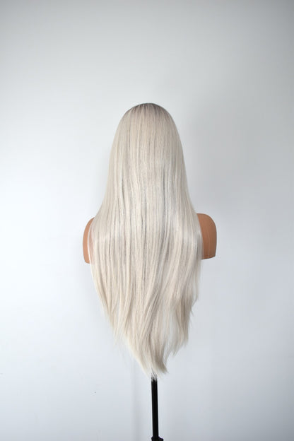 BRIT Lace Front Synthetic Platinum Blonde with Dark Roots