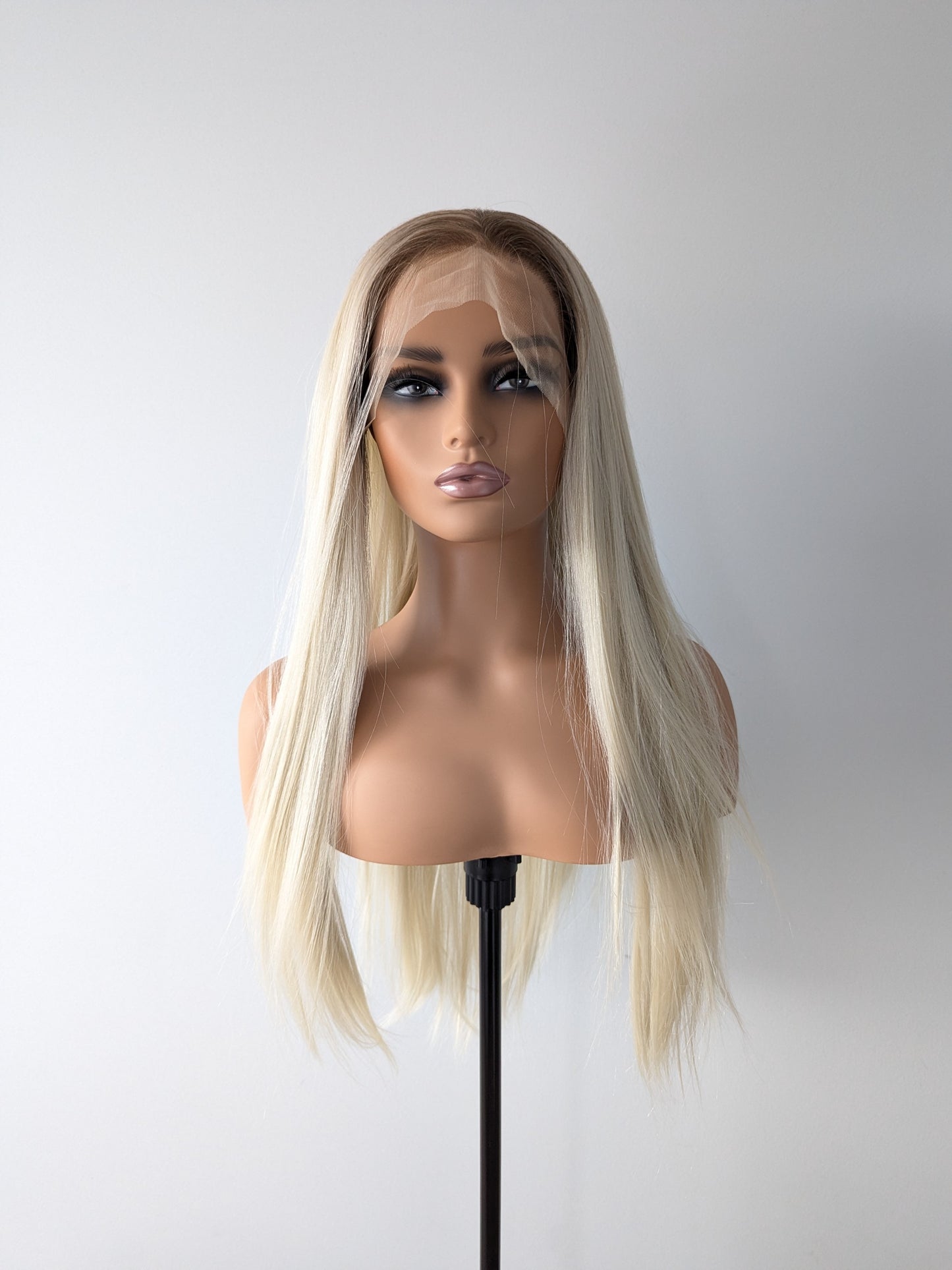 ALYSSA Lace Front Synthetic Platinum Blonde with Dark Brown Roots
