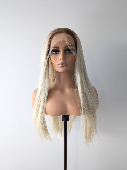 ALYSSA Lace Front Synthetic Platinum Blonde with Dark Brown Roots