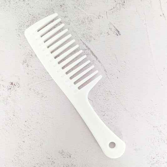 Detangling Comb with Handle - White