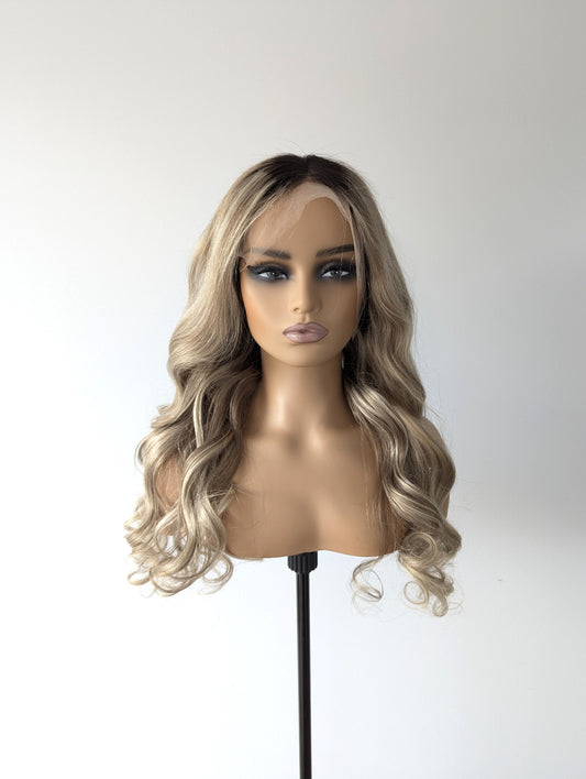 SKYE Lace Front Human Hair Warm Blonde with Dark Roots MTO