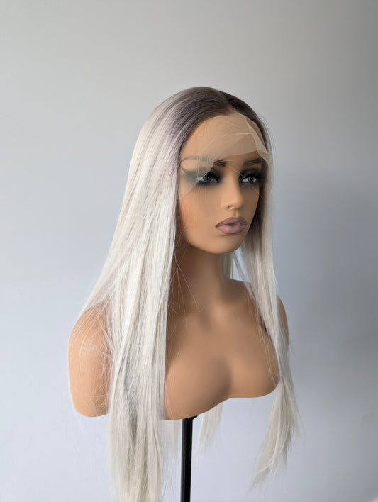 BRIT Lace Front Synthetic Platinum Blonde with Dark Roots