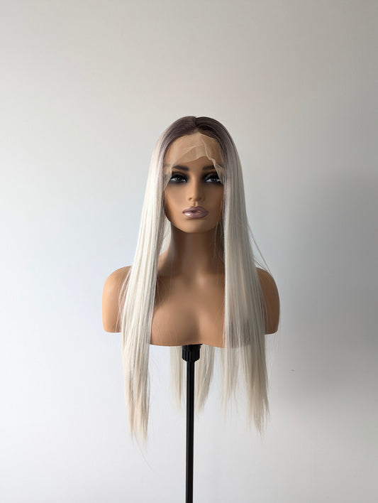 BRIT Lace Front Synthetic Platinum Blonde with Dark Roots