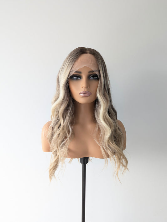 ZANA Lace Front Synthetic Brown with Blonde Highlights